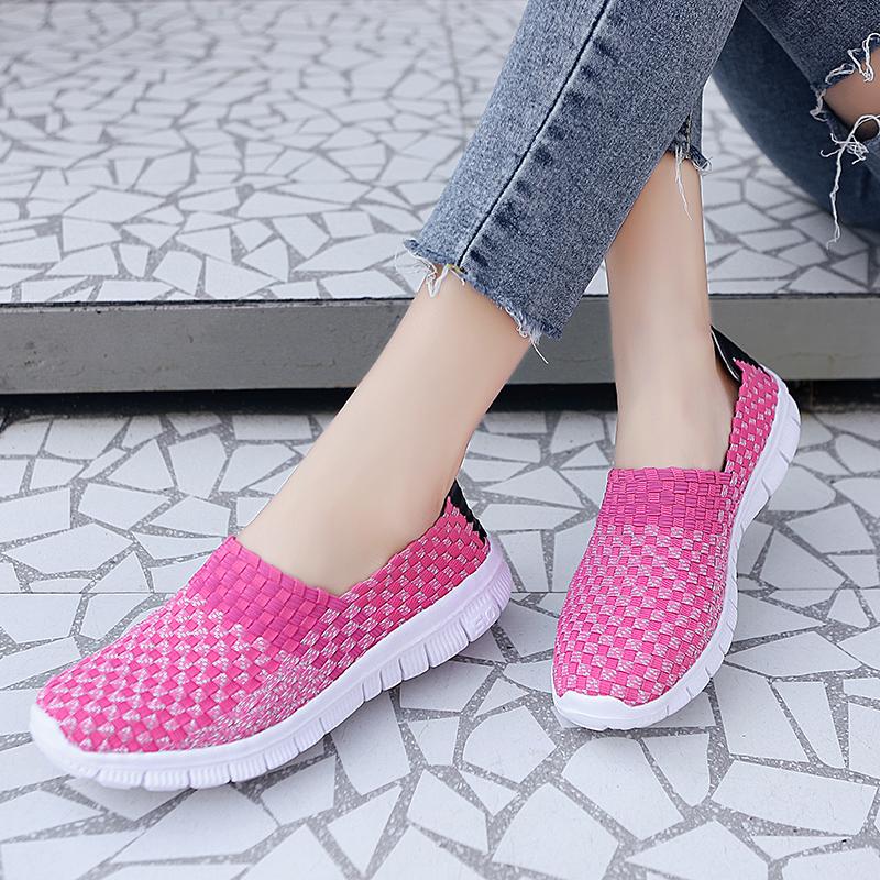 Summer Handmade Slip on Braid Beach Shoes Women Moccasins Plus Size Casual Espadrilles Breathable Sneakers