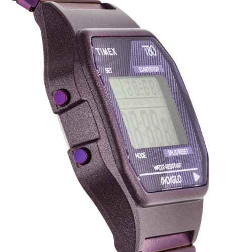 TIMEX 80 30MM American Watch with Purple Dial, Resin and Acrylic, Quartz Movement, and Digital Movement (TW2U93900)