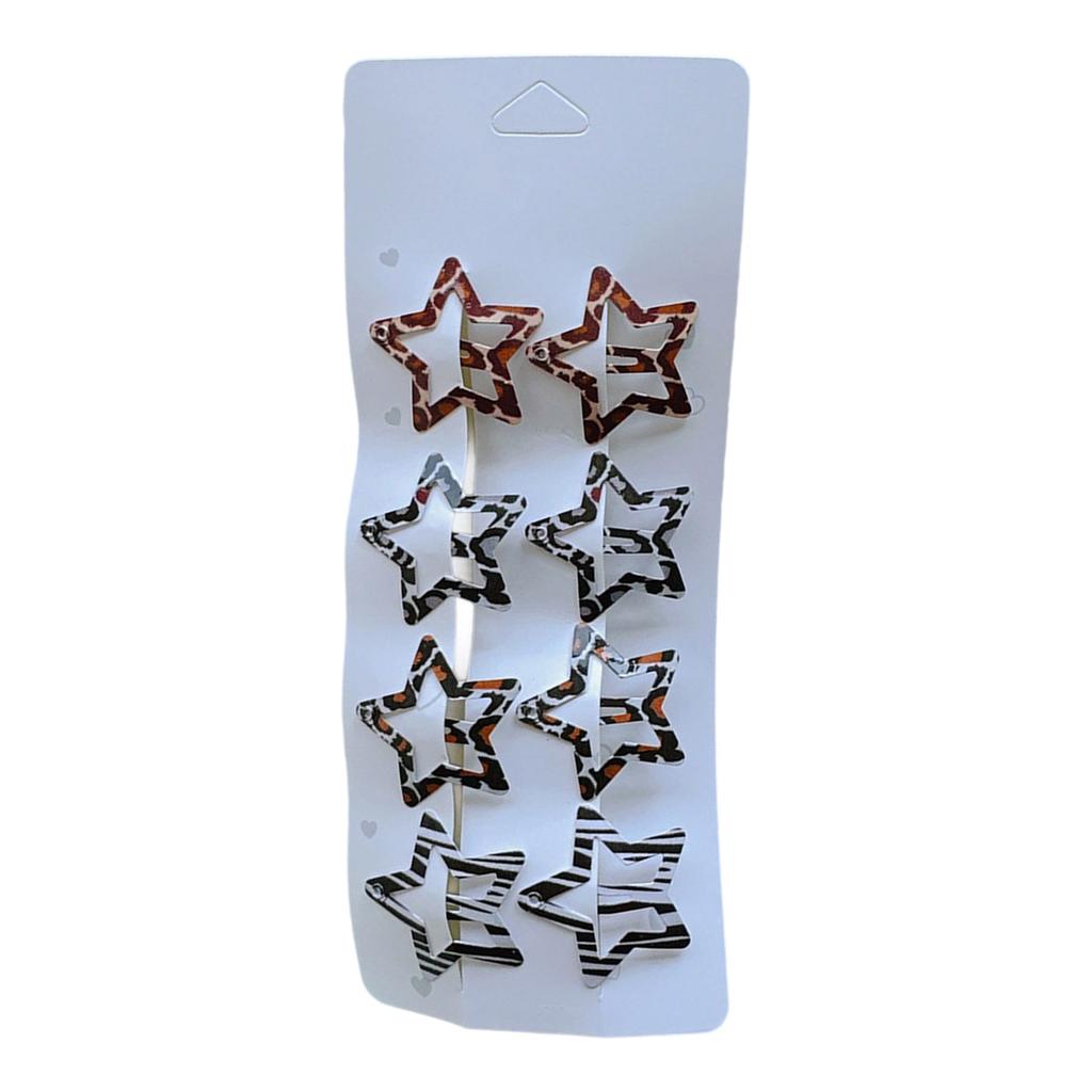Pack of 8pcs Metal Snap Hair Clips Star Water Drop Barrettes Non Slip Leopard Print Hair Ornament For Women Girls