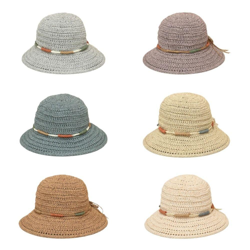 Wide Brim Sunscreen Bucket Hat Large Fisherman Hat Elegant Straw Weave Sun Hat Outdoor