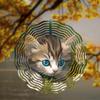 10 Inch Hanging Wind Spinner with Cute Cat Design 360 Degree Rotating Metal Wind Chime for Outdoor Garden Lawn Patio Decor Perfect Gift for