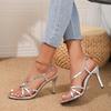 2024 Sandals Women's Shoes Summer High Heels Stiletto Elegant Party Stripper Fashion Sexy Gold Designer Women Sandals