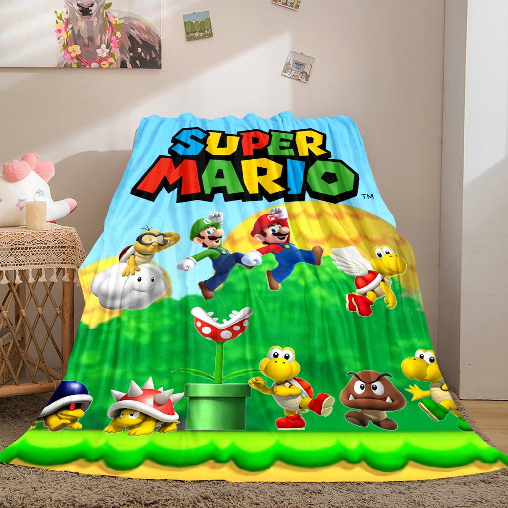 Anime Game Mario Versatile Travel Blanket Compact Suitable for Office Nap & Outdoor Camping LXR100