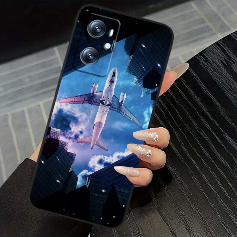Fashion airplane pattern Phone Case For OPPO Reno 5 6 7 A96 A40 A58 Realme GT A74 A78 Neo2 A74 A78 Find X5 X3 X7 X8 Black