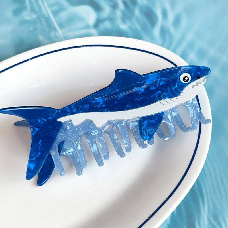 Cute Cartoon Marine Animal Gripper Simulated Fish Hairpin Shark Hair Claw Fashionable Ins Style Hair Clip Hair Accessory