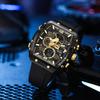 8109 New Men's Square Dual Display Sport Watch - 50M Waterproof Luminous Alarm Chrono Dual Time Multi-Color Silicone Strap
