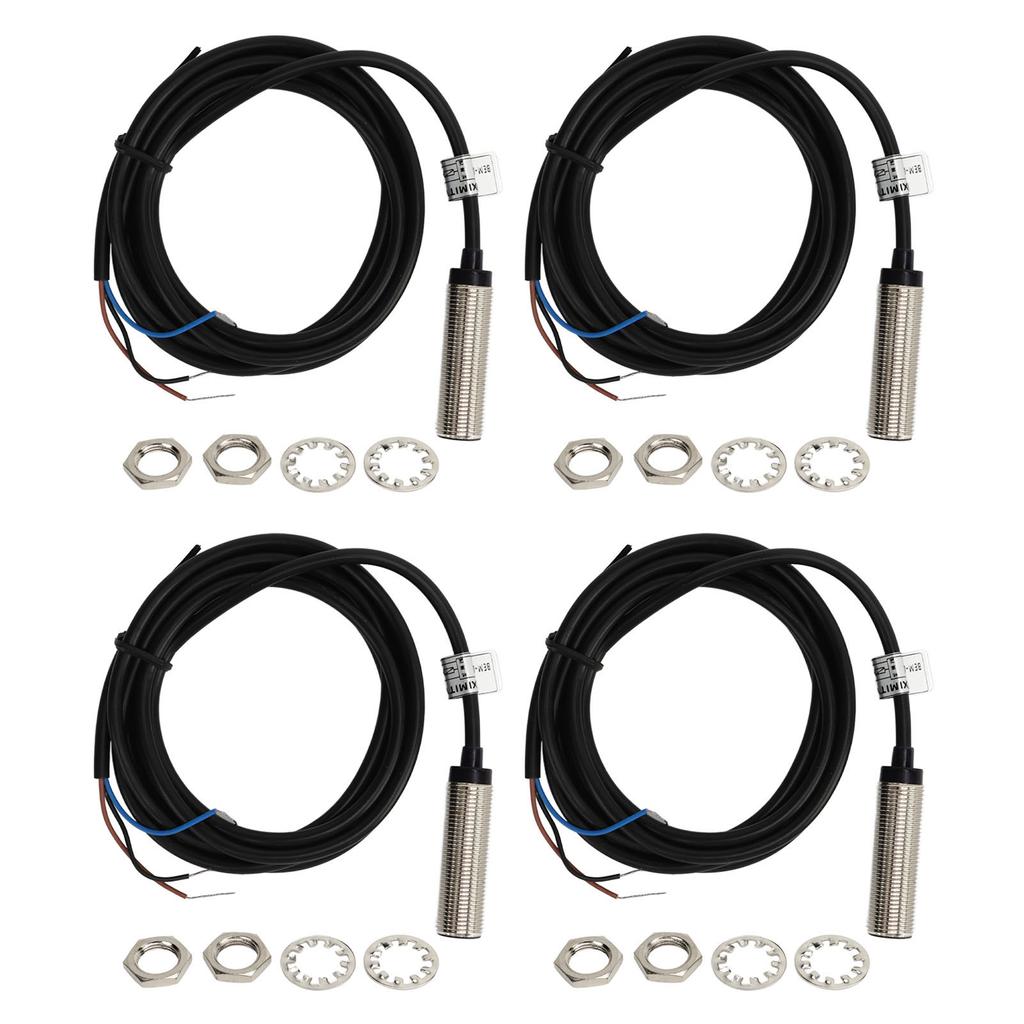 4 Stück 12mm Induktiver Näherungsschalter PNP 3-Draht Normally Open IP67 NO Kontakt Näherungssensor 6-36V