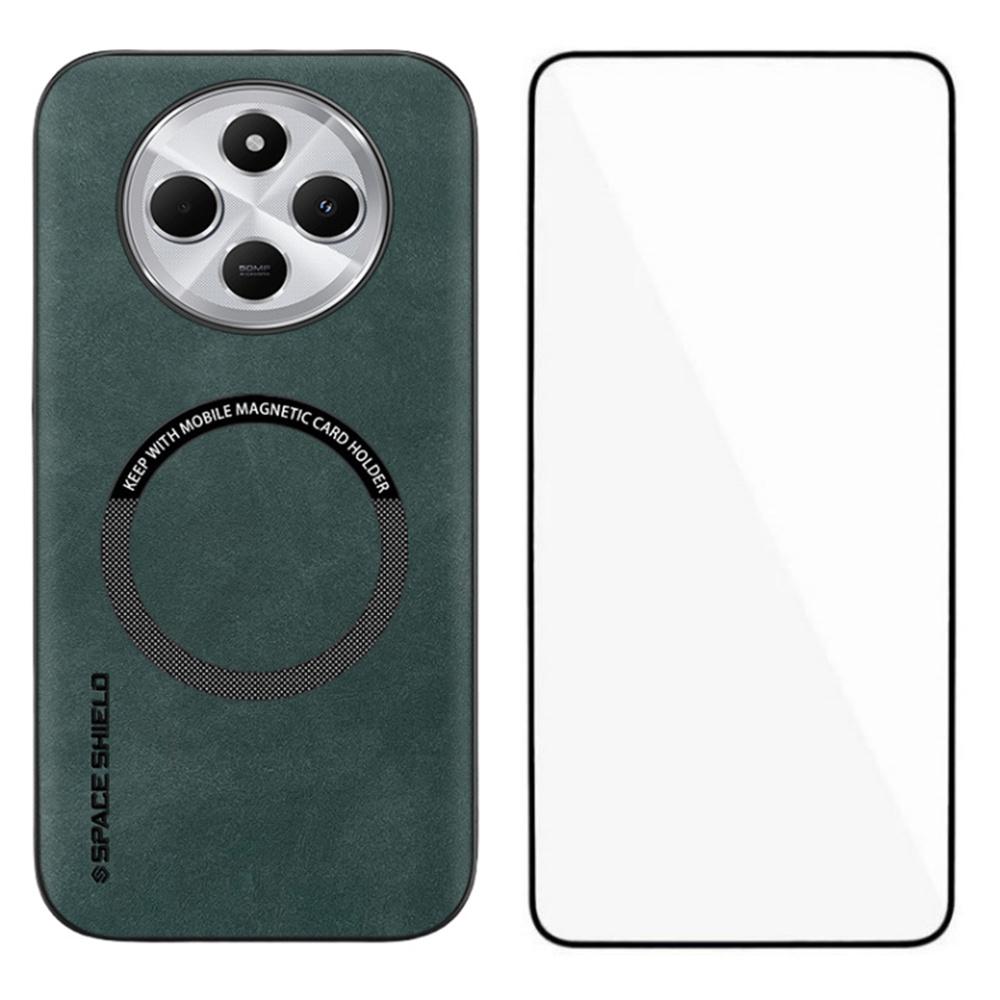 WANLONFENG YBP Series Magnetic Case with Tempered Glass Film For Xiaomi Redmi 14C 4G/14R 5G/Poco C75 4G PU+TPU Phone Cover Large Cutout