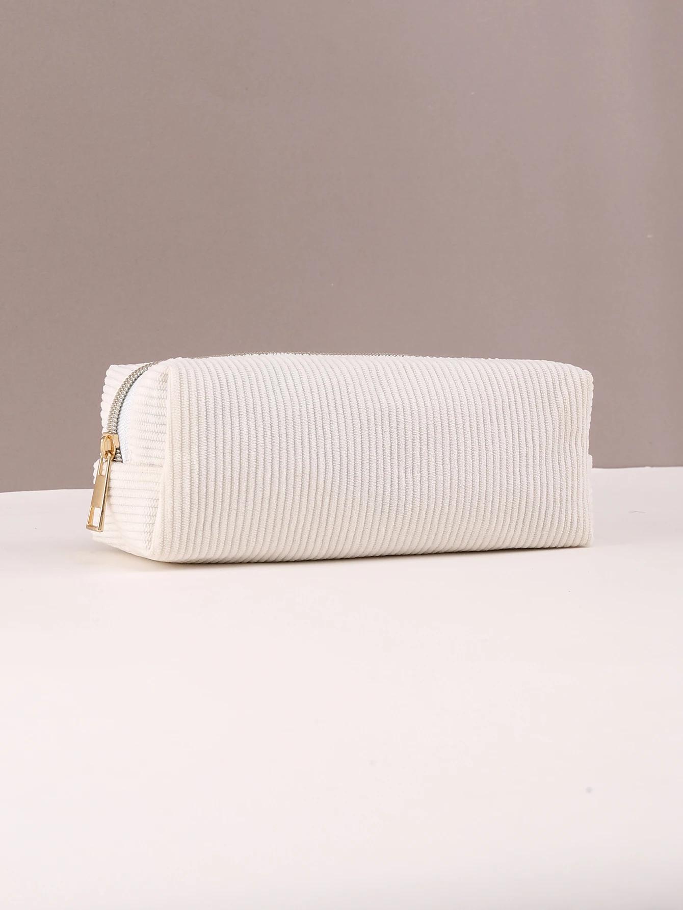 1pc Pencil Case Solid Color Pencil Case school supplies Large Capacity Pencil Case Stationery Bag Pencil Case School Pencil Case белый