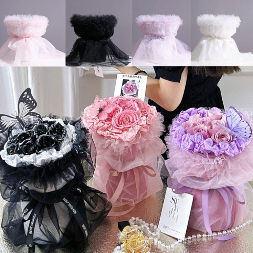 Gift Decoration Flower Wrapping Yarn Solid Color Decoration Wrapping Yarn  Bouquet