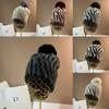 Female Sweet Zebra Pattern Knitted Hat Outdoor Warm Soft Waxy Hairball Cute Student Hat Wool Hat