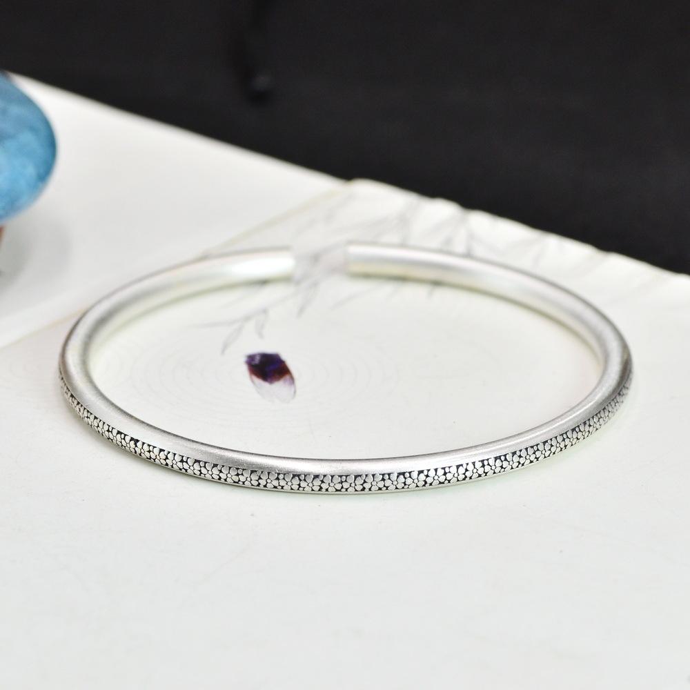 Brățară Zuyin S999 Retro Floare de Prun, Damă Deschisă, Artă Sculptată din Argint Pur și Stil Antic, Brățară Studențească Stil Tineresc