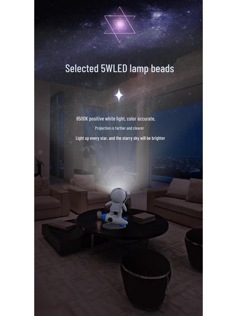 Rocket Astronaut Galaxy Starry Sky Projector: HD Focusing Atmosphere Light for Bedroom