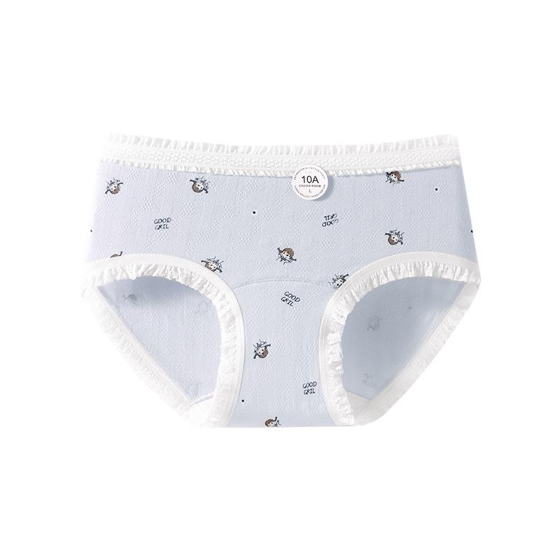 Ladies Spring and Autumn Cartoon Print 10A Antibacterial Extended Crotch Breathable Naked Comfortable Briefs