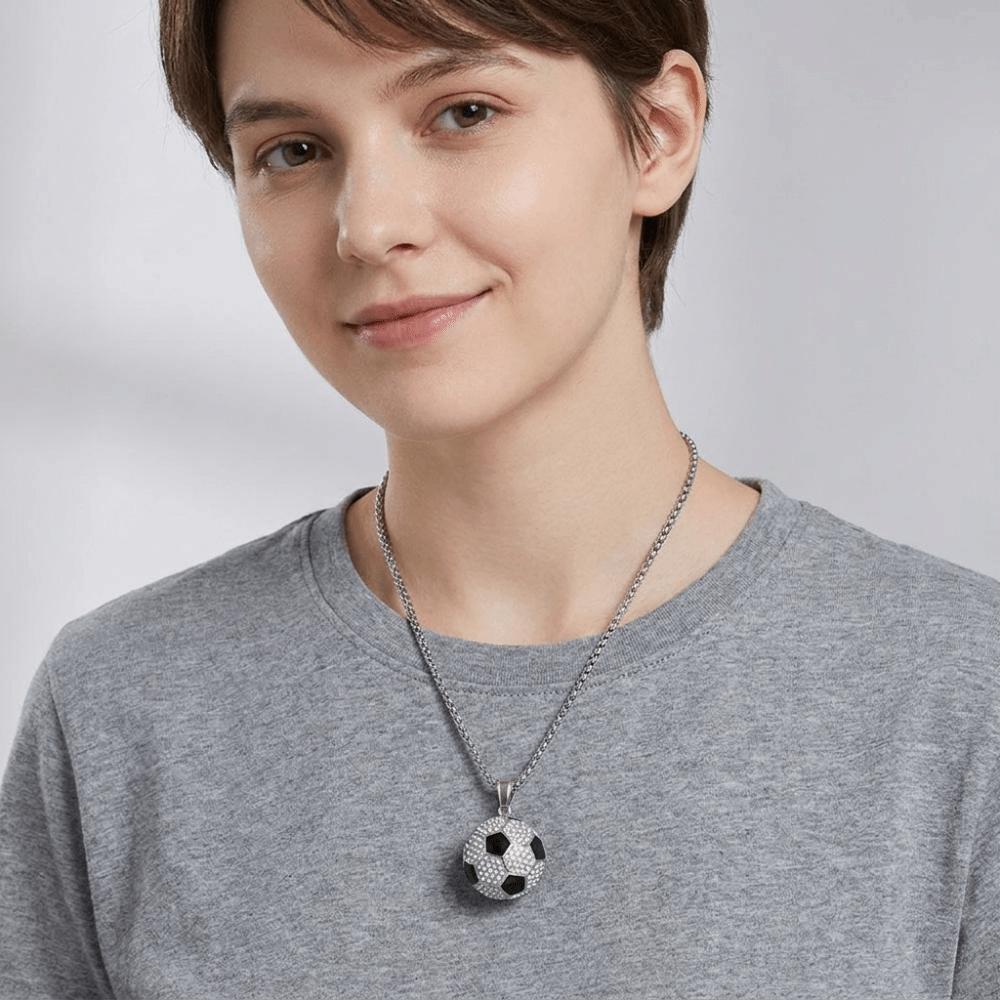 Jewelry Football Necklace Rhinestone Soccer Necklace Exquisite Football Pendant Choker  Gift