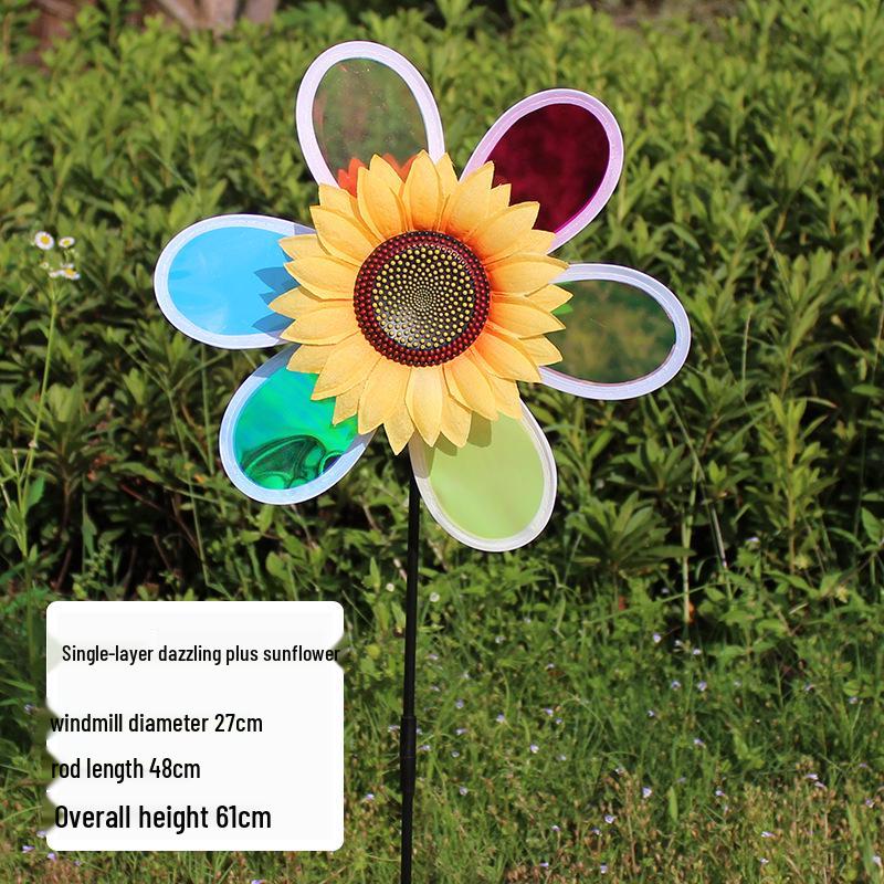 Dazzling Double-Layer Sunflower Windmill: Colorful Outdoor Toy & Decoration