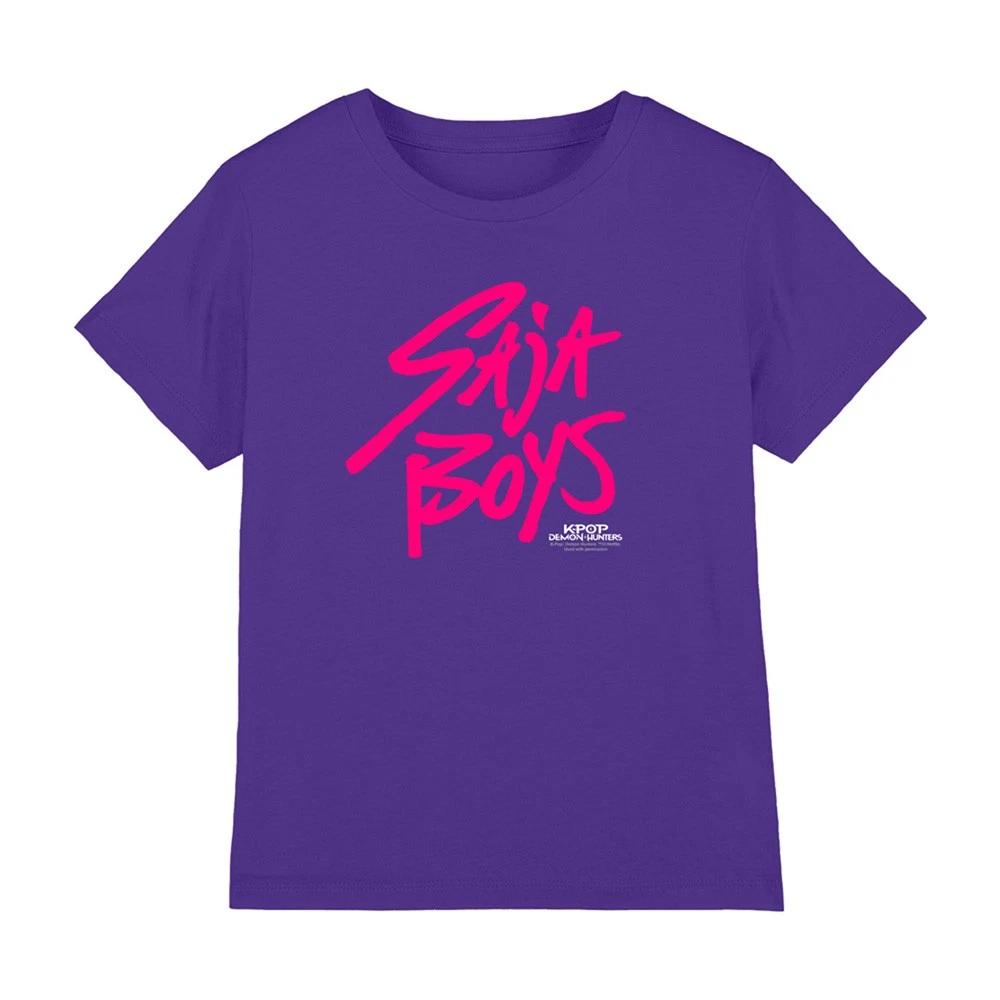 K-Pop Demon Hunters - Saja Boys Pink Logo Kids T Shirt, Purple 150