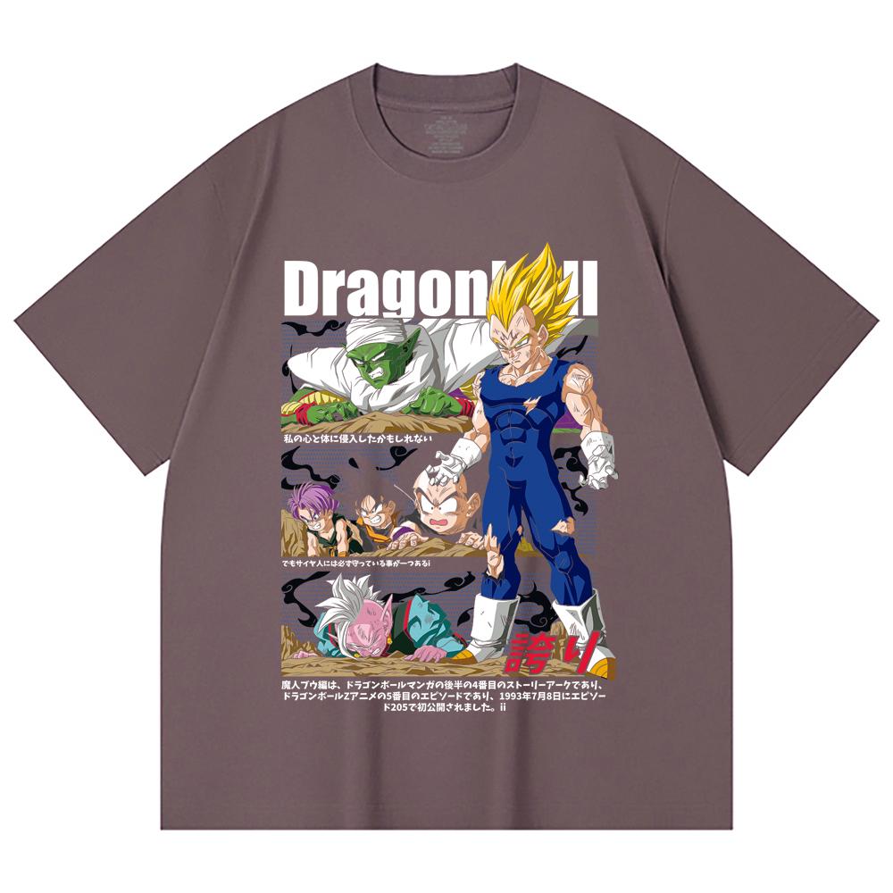 230 Gsm 100% Cotton Dragon Ball V6 Majin Vegeta Print Unisex Heavy Cotton T Shirt