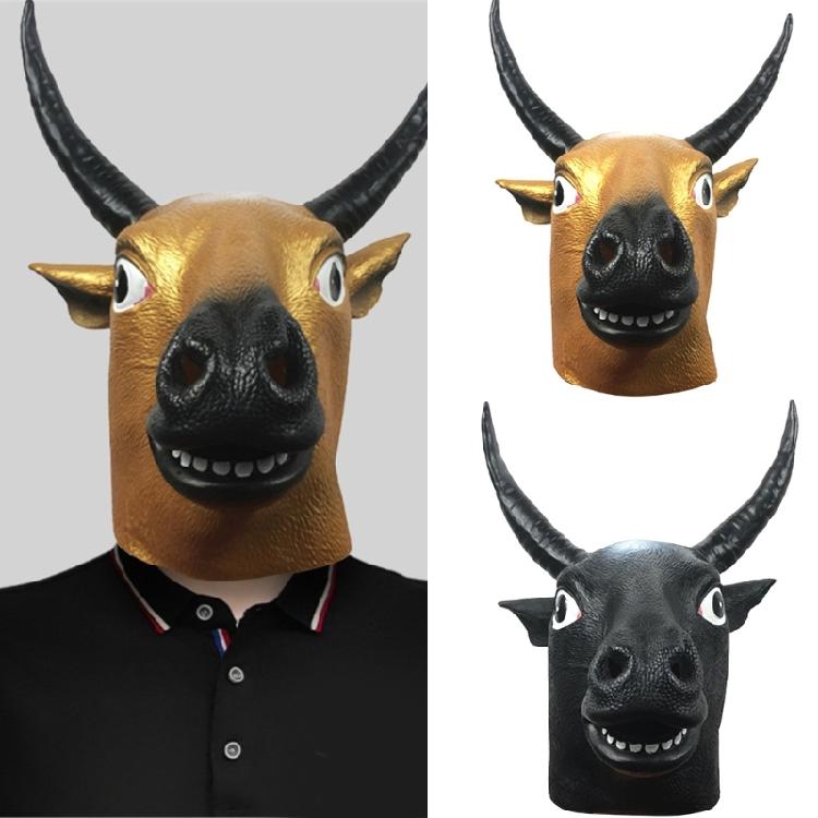 Halloween Ox Mask Animal Cosplay Mask Full Head Latex Mask For Women Man Cosplay Parties, Masquerade Animal Mask