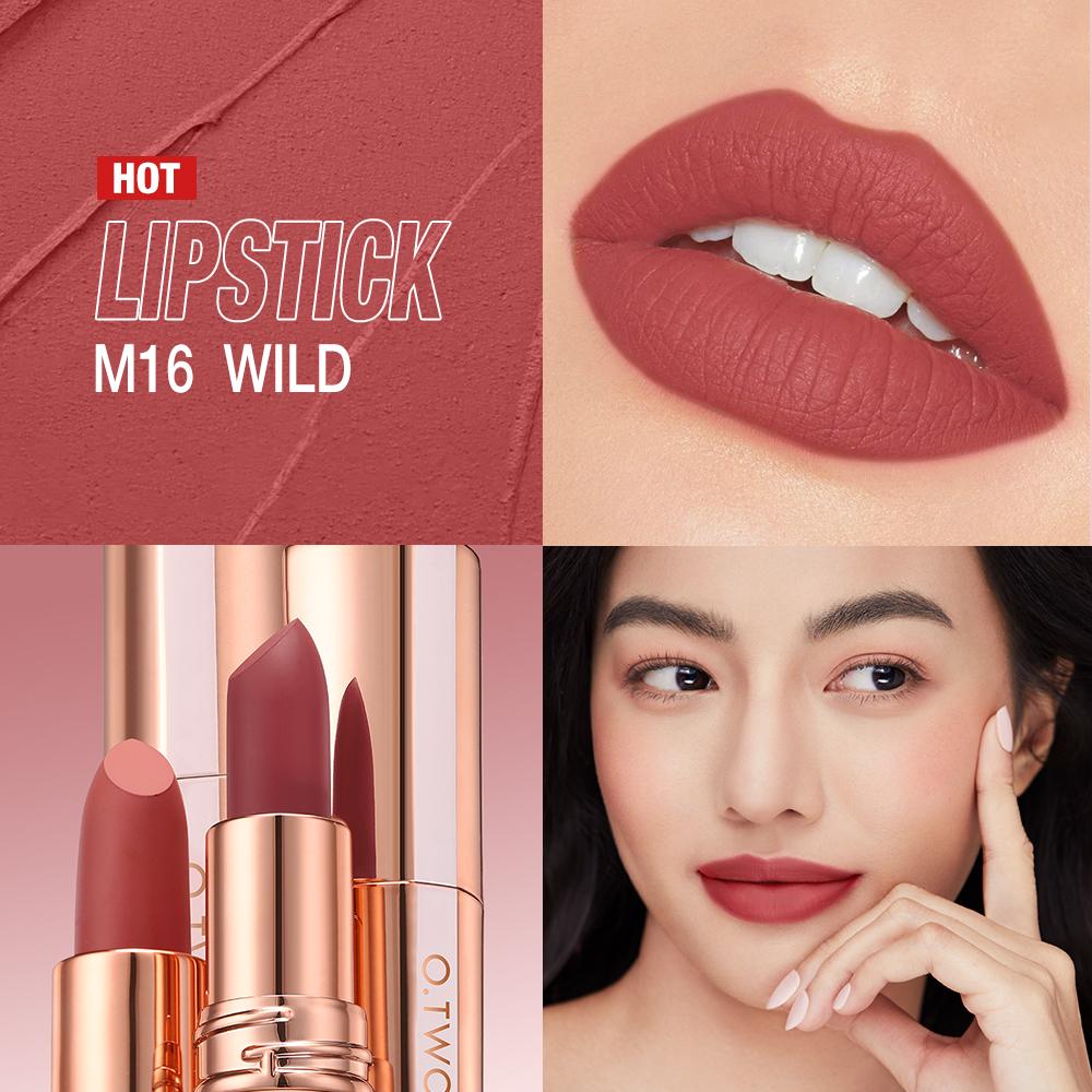O.TWO.O Lippenstift Lip Tint Wasserdicht Langanhaltend Nicht klebend an Tasse Sexy Rot Rosa Lippenlack Samtig Matt Lippenstift Make-up