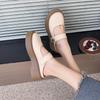 Fashion Beige Soft Leather Shoes Women Heels Mary Janes Platform Lolita Shoes Japanese Style Vintage Girls High Heel Pumps Woman Shallow