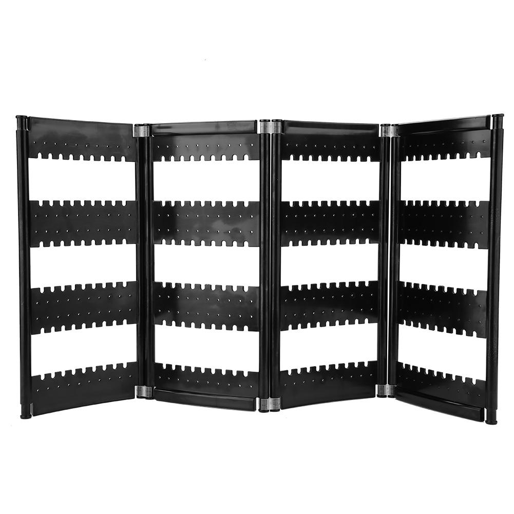 Foldable 4-Panel Jewelry Holder Earrings Display Stand Ear Studs Storage Rack   (Black)