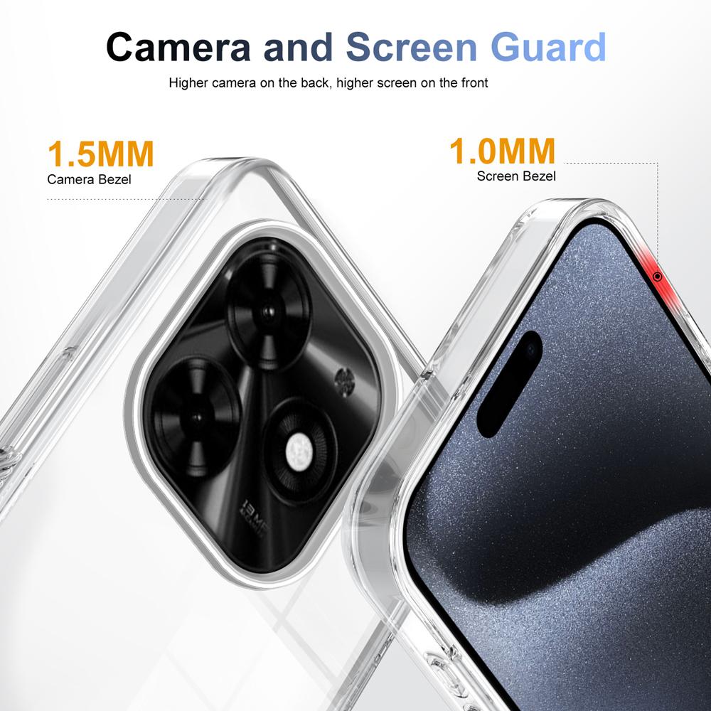 KEYSION Transparent Case for TECNO Spark Go 2024 20 Pro 20C TPU+PC Anti-slip HD Clear Shockproof Phone Cover for Tecno Pop 8