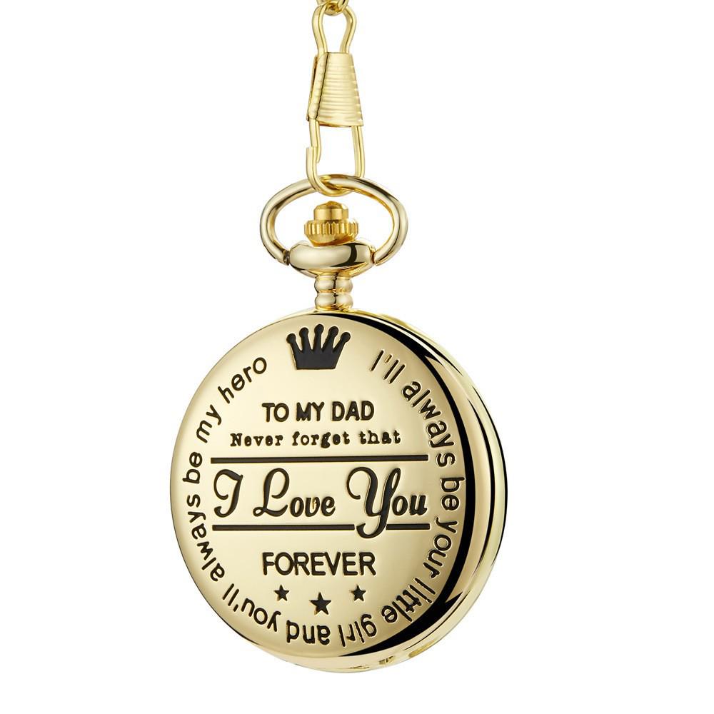 Engraved Retro Quartz Pocket Watch for Son, Husband, Grandpa