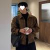 Men's Retro Lapel Jacket - Brown, Wrinkle-Resistant, Autumn/Winter Korean Commute Fashion