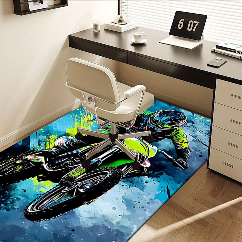 Motorcycle Office Carpet Chair Mat: Office Rug, Home Decor, Gift for Office Enthusiasts, Suitable for Bedroom, Living Room, and Various Rooms