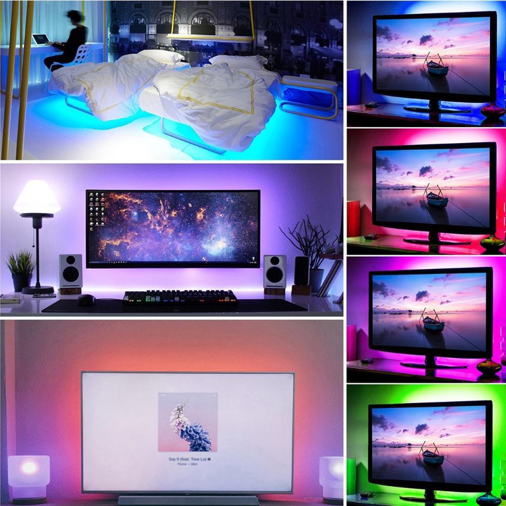 LED Strip Kit: 2835 RGB, 5V Waterproof, Bluetooth Remote with 24 Keys, USB-Powered, Breathing Multi-Color Atmosphere Lighting.