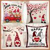 Valentine's Day Pillow Cover Festive Atmosphere Home Decoration Living Room Sofa Cushion Cover Linen Printed Love Tree