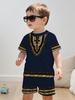 New Girls' Clothing Casual and Fashionable Cartoon Print Kids Round Neck Short-sleeve T-shirt and Shorts Set children's clothing