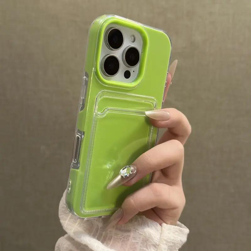 Luxury Clear Card Slot Holder Phone Case for iPhone 17 Air 16 Promax 15 Plus 14 11 13 12 Pro Max Wallet 2 in1 Soft Protector Shockproof Candy Cover
