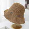 Korean-style Summer Straw Hat For Women Bow Decorated Bucket Hat Sun Protection Breathable Beach Vacation Sun Hat Foldable New
