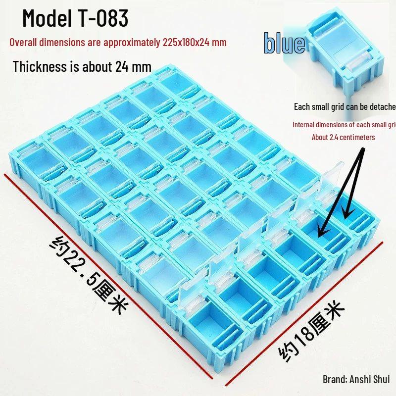 SMT Patch Electronic Organizer: Resistor & Capacitor Grid Plastic Box