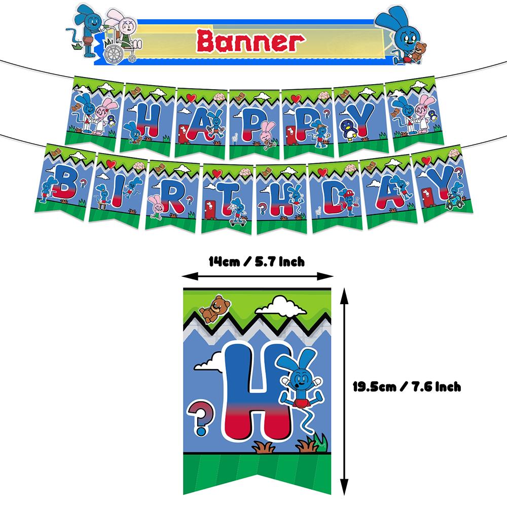 Riggy the Rabbit Cartoon Party Decoration Include Banner Cake Topper Balloons