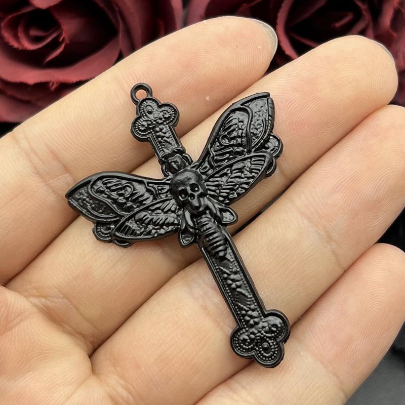4Pcs 54*41mm Zinc Alloy Large Cross Moth Charms Pendant Designer Charms Fit Jewelry Making DIY Jewelry Findings