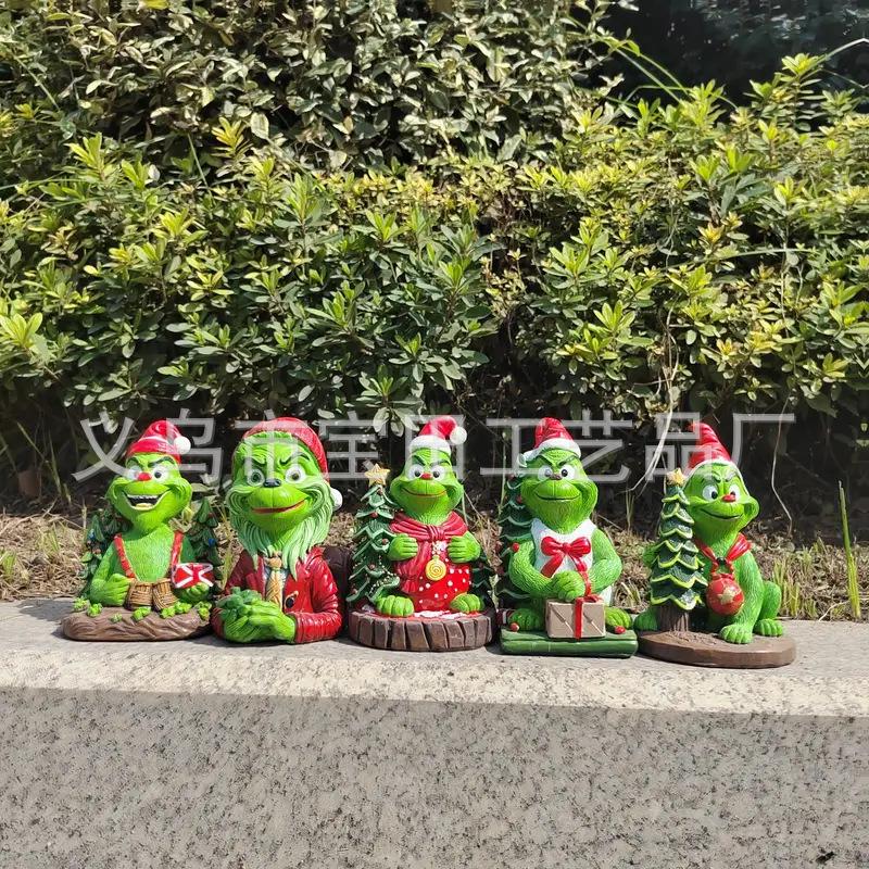 Christmas Grinch Green Hair Monster Christmas Atmosphere Gifts Ornaments Ornaments Creative Decorations Resin Crafts
