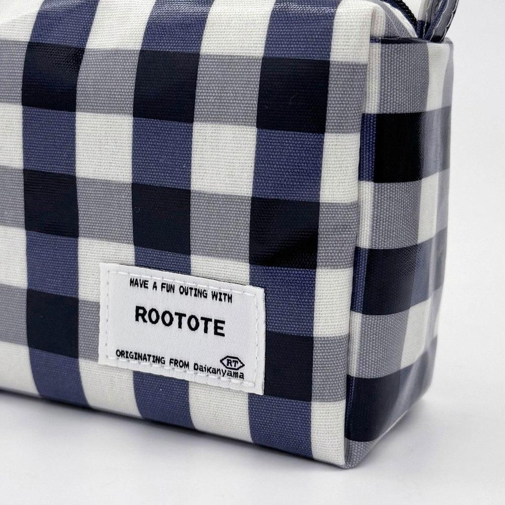 [Rootote] Rectangular Cosmetic Pouch, Laminated To-Q 1031 (01 Check Green)