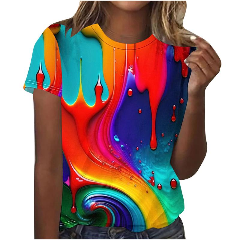 Summer Top Women Chroma Printed Women's T-Shirt Oversized T-Shirt Popular Clothes Women Clothing Short Sleeve Tee Female Shirts