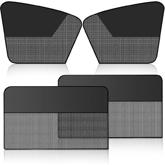 Car Front & Rear Side Window Sunshade, Magnetic Automotive Windshield Privacy Curtain with Half Shade, Mesh Sun Protection Cover Blocks Heat, Glare,