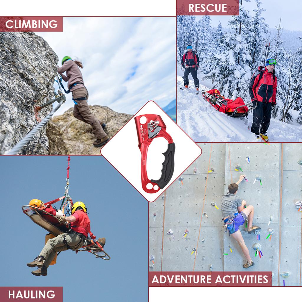 Hand Ascender Aluminum  Alloy Rock Climbing Handheld Ascender for Aloft Working Caving Vertical Rope Ascender