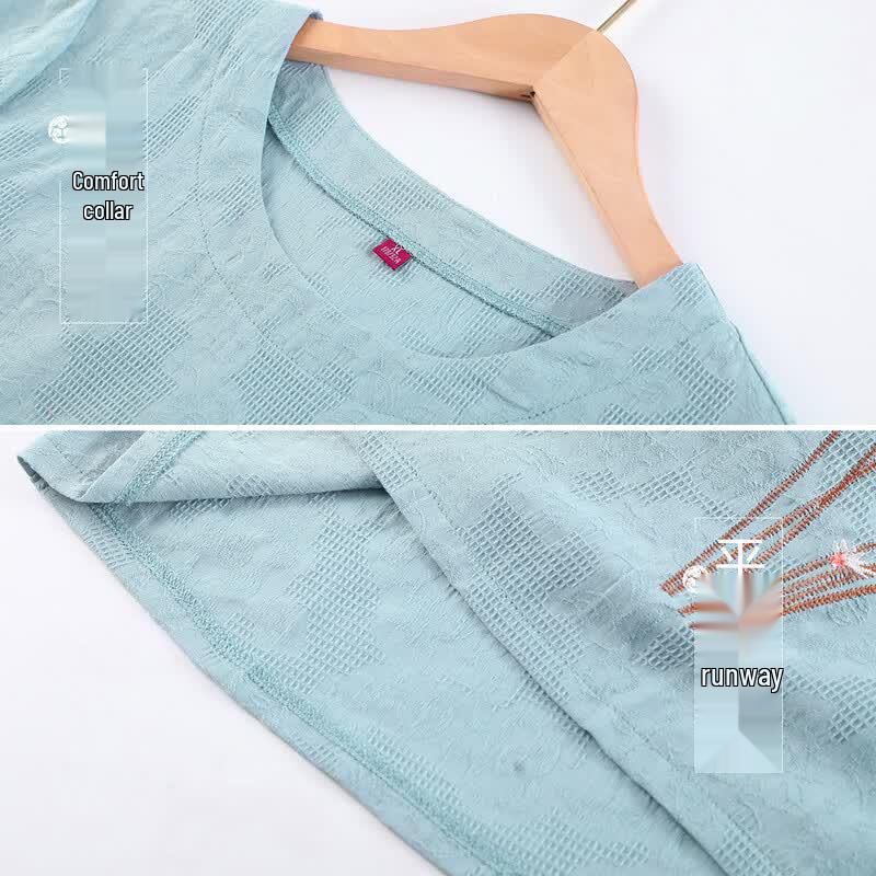 Datang Lady Women's Summer Stand-Collar Shirt & Top Set