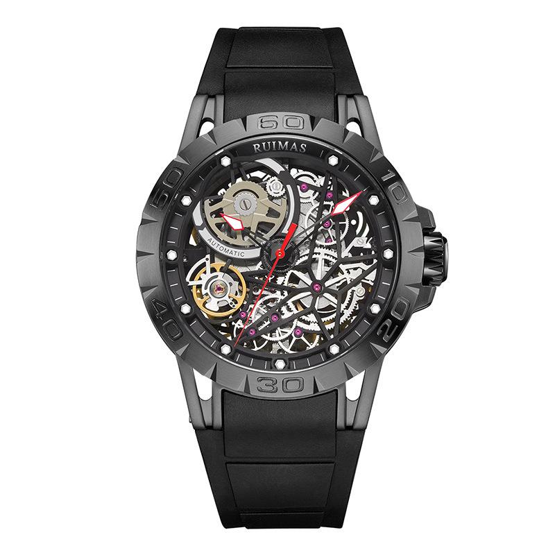 Fully Automatic Mechanical Watch Silicone Strap Sports Casual Men'S Watch Hollow Watch 6778