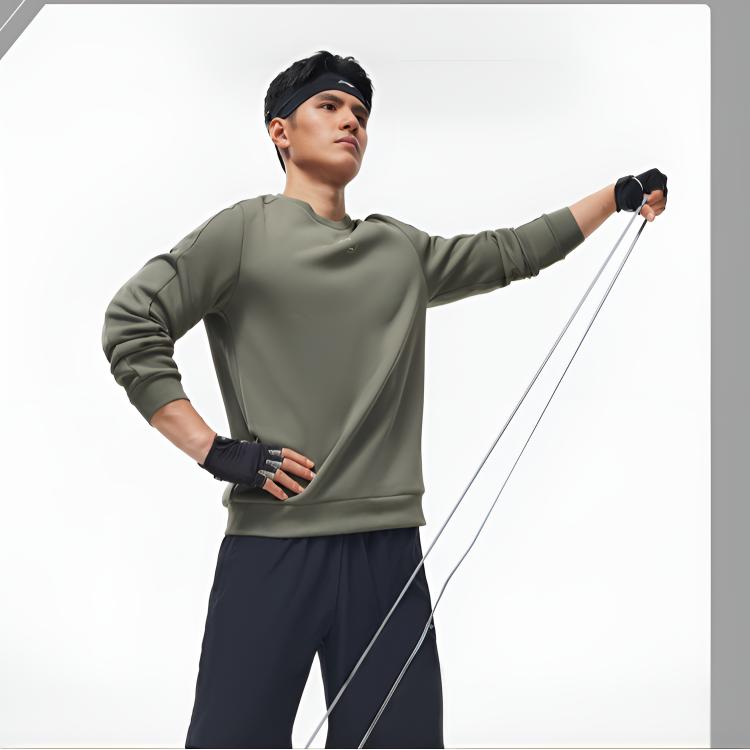 Li Ning Fitness Series Knitted Fabric Sweatshirt Men's Snail Smoky Green AWDU057-8