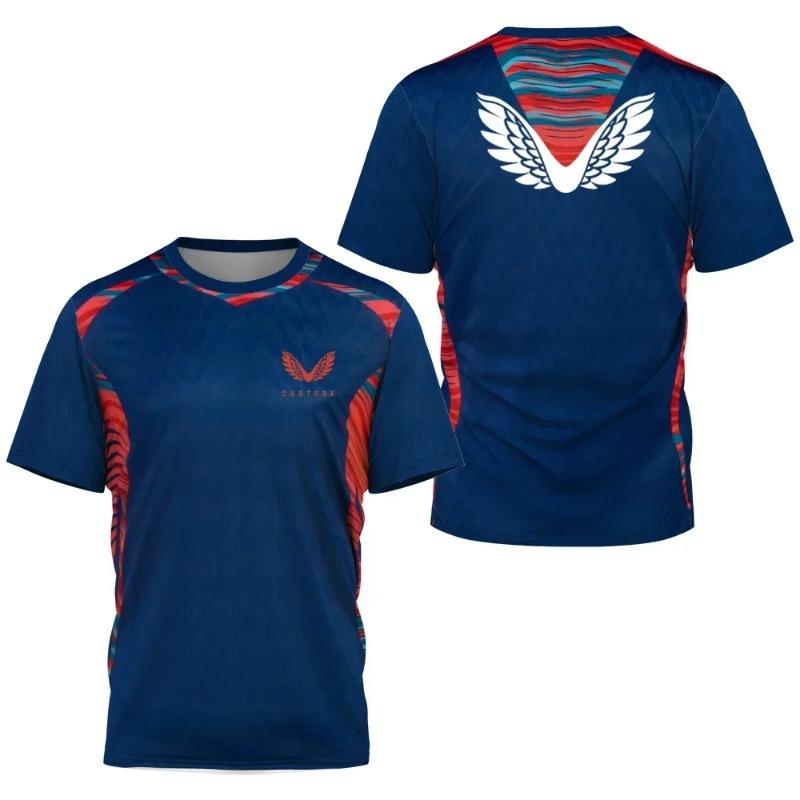 Summer Round Neck 3D Wing Pattern Print Top Camouflage Clothing Daily Exercise Training Fashionable Casual Quick Drying Short Sleeved Men's T-shirts