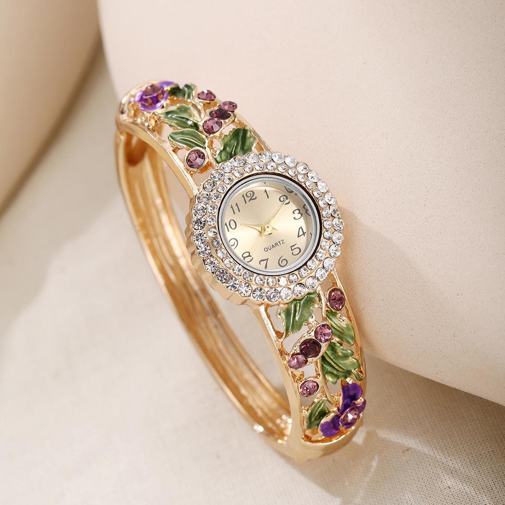 Women's Watch Rhinestone Decorative Leaf Bracelet Quartz Wristwatch