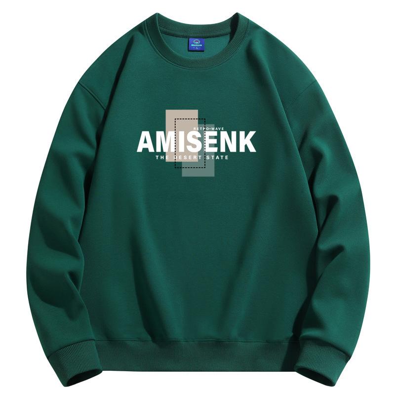 

Amisenk Мужская толстовка с круглым вырезом, модная повседневная толстовка с длинным рукавом, большой размер 4XL темно-зеленого