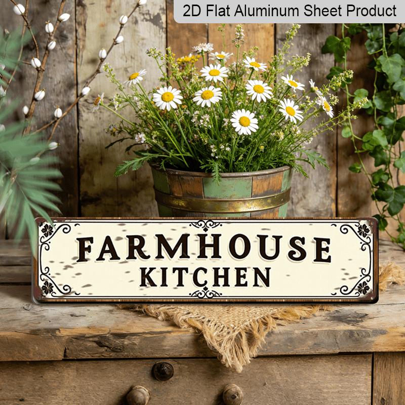 

15.7×3.94inch Rustic Farmhouse Metal Wall Sign, Aluminum Decorative Sign, Vintage Wood-Look Kitchen Plaque with 2D Flat Print, Country Home Decor for 40cm x 10cm
